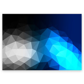 Поздравительная открытка с принтом Gray&Blue collection abstract в Кировске, 100% бумага | плотность бумаги 280 г/м2, матовая, на обратной стороне линовка и место для марки
 | Тематика изображения на принте: abstraction | geometry | polygon | абстракция | геометрия | грань | краски | кубик | кубики | линии | мозаика | полигон | разноцветные | ребро | текстура | тени | узор