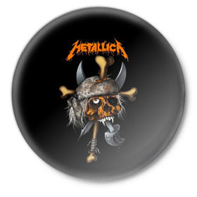 Значок с принтом Metallica в Кировске,  металл | круглая форма, металлическая застежка в виде булавки | Тематика изображения на принте: 