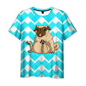 Мужская футболка 3D с принтом Забавный мопс в Кировске, 100% полиэфир | прямой крой, круглый вырез горловины, длина до линии бедер | animal | dog | pet | pug | puppy | арт | бульдог | животные | милые | мопс | пес | собаки | текстура