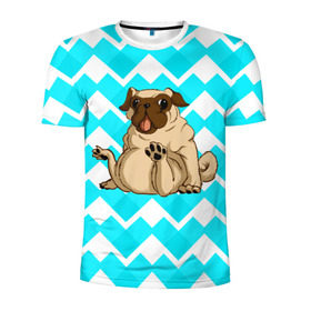 Мужская футболка 3D спортивная с принтом Забавный мопс в Кировске, 100% полиэстер с улучшенными характеристиками | приталенный силуэт, круглая горловина, широкие плечи, сужается к линии бедра | animal | dog | pet | pug | puppy | арт | бульдог | животные | милые | мопс | пес | собаки | текстура