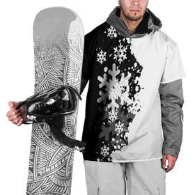 Накидка на куртку 3D с принтом Снежные узоры в Кировске, 100% полиэстер |  | black | christmas | new year | pattern | white | абстракция | зима | новый год | рождество | снег | снежинки | узор | черно белые