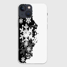 Чехол для iPhone 13 mini с принтом Снежные узоры в Кировске,  |  | black | christmas | new year | pattern | white | абстракция | зима | новый год | рождество | снег | снежинки | узор | черно белые