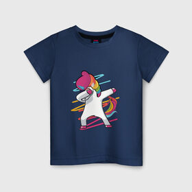 Детская футболка хлопок с принтом Единорог радуга в Кировске, 100% хлопок | круглый вырез горловины, полуприлегающий силуэт, длина до линии бедер | Тематика изображения на принте: единорог | лошадки | пони | радуга