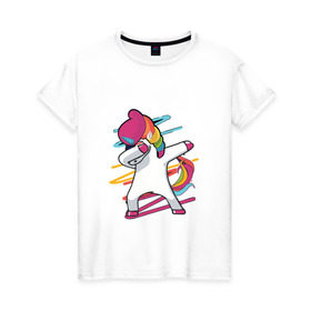 Женская футболка хлопок с принтом Единорог радуга в Кировске, 100% хлопок | прямой крой, круглый вырез горловины, длина до линии бедер, слегка спущенное плечо | единорог | лошадки | пони | радуга