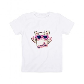 Детская футболка хлопок с принтом Котик в Кировске, 100% хлопок | круглый вырез горловины, полуприлегающий силуэт, длина до линии бедер | кот | котэ | кууул | мемес | новый год