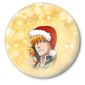 Значок с принтом Happy New Bleach! в Кировске,  металл | круглая форма, металлическая застежка в виде булавки | Тематика изображения на принте: bleach | блич | ичиго | куросаки ичиго