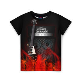 Детская футболка 3D с принтом Five Finger Death Punch в Кировске, 100% гипоаллергенный полиэфир | прямой крой, круглый вырез горловины, длина до линии бедер, чуть спущенное плечо, ткань немного тянется | five finger death punch | logo | metal | music | rock | лого | логотип | метал | музыка | рок