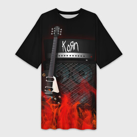 Платье-футболка 3D с принтом Korn в Кировске,  |  | korn | logo | metal | music | rock | лого | логотип | метал | музыка | рок