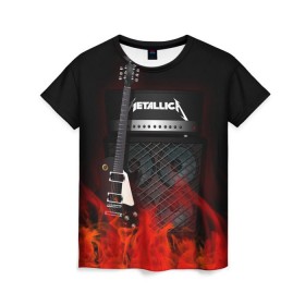 Женская футболка 3D с принтом Metallica в Кировске, 100% полиэфир ( синтетическое хлопкоподобное полотно) | прямой крой, круглый вырез горловины, длина до линии бедер | logo | metal | metallica | music | rock | лого | логотип | метал | металика | металлика | музыка | рок