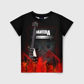 Детская футболка 3D с принтом Pantera в Кировске, 100% гипоаллергенный полиэфир | прямой крой, круглый вырез горловины, длина до линии бедер, чуть спущенное плечо, ткань немного тянется | Тематика изображения на принте: logo | metal | music | pantera | rock | лого | логотип | метал | музыка | рок