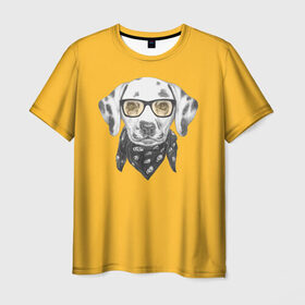 Мужская футболка 3D с принтом Далматинщик в Кировске, 100% полиэфир | прямой крой, круглый вырез горловины, длина до линии бедер | далматин | далматинец | домашние животные | пес | песик | собака | собачка | терьер | шпиц