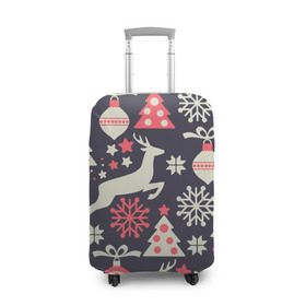 Чехол для чемодана 3D с принтом Зимние фантазии в Кировске, 86% полиэфир, 14% спандекс | двустороннее нанесение принта, прорези для ручек и колес | елка | елочные игрушки | новый год | олень | снег | снежинки