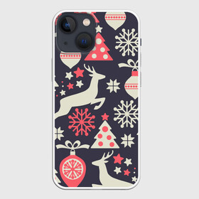 Чехол для iPhone 13 mini с принтом Зимние фантазии в Кировске,  |  | елка | елочные игрушки | новый год | олень | снег | снежинки