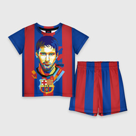 Детский костюм с шортами 3D с принтом Lionel Messi в Кировске,  |  | barcelona | lionel | messi | барселона | лионель | месси | поп арт