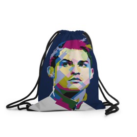 Рюкзак-мешок 3D с принтом Cristiano Ronaldo в Кировске, 100% полиэстер | плотность ткани — 200 г/м2, размер — 35 х 45 см; лямки — толстые шнурки, застежка на шнуровке, без карманов и подкладки | Тематика изображения на принте: криштиану | реал мадрид | роналду