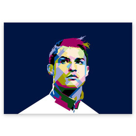 Поздравительная открытка с принтом Cristiano Ronaldo в Кировске, 100% бумага | плотность бумаги 280 г/м2, матовая, на обратной стороне линовка и место для марки
 | криштиану | реал мадрид | роналду