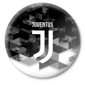 Значок с принтом Juventus 2018 Geometry Sport в Кировске,  металл | круглая форма, металлическая застежка в виде булавки | Тематика изображения на принте: juventus | спорт | спортивные | футбол | футбольный клуб | ювентус