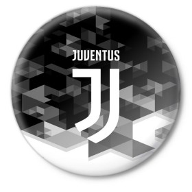 Значок с принтом Juventus 2018 Geometry Sport в Кировске,  металл | круглая форма, металлическая застежка в виде булавки | juventus | спорт | спортивные | футбол | футбольный клуб | ювентус