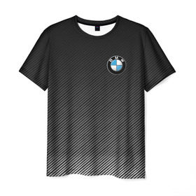 Мужская футболка 3D с принтом BMW CARBON в Кировске, 100% полиэфир | прямой крой, круглый вырез горловины, длина до линии бедер | Тематика изображения на принте: bmw | автомобиль | автомобильные | бмв | машины