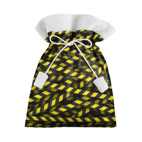 Подарочный 3D мешок с принтом Черно-желтая лента в Кировске, 100% полиэстер | Размер: 29*39 см | Тематика изображения на принте: danger | желтый | знак | ограждение | опастость | паттрен | скотч | черный