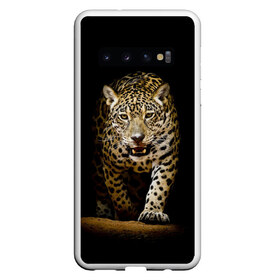 Чехол для Samsung Galaxy S10 с принтом Leopard в Кировске, Силикон | Область печати: задняя сторона чехла, без боковых панелей | дикая кошка | зверь | клыки | кот | леопард | оскал | пантера | природа | хищник | ягуар