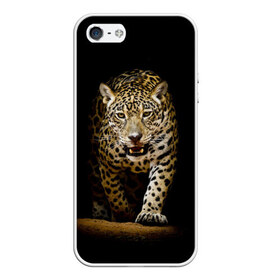 Чехол для iPhone 5/5S матовый с принтом Leopard в Кировске, Силикон | Область печати: задняя сторона чехла, без боковых панелей | дикая кошка | зверь | клыки | кот | леопард | оскал | пантера | природа | хищник | ягуар