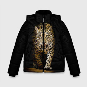 Зимняя куртка для мальчиков 3D с принтом Leopard в Кировске, ткань верха — 100% полиэстер; подклад — 100% полиэстер, утеплитель — 100% полиэстер | длина ниже бедра, удлиненная спинка, воротник стойка и отстегивающийся капюшон. Есть боковые карманы с листочкой на кнопках, утяжки по низу изделия и внутренний карман на молнии. 

Предусмотрены светоотражающий принт на спинке, радужный светоотражающий элемент на пуллере молнии и на резинке для утяжки | дикая кошка | зверь | клыки | кот | леопард | оскал | пантера | природа | хищник | ягуар