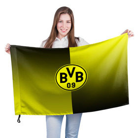 Флаг 3D с принтом FC Borussia 2018 Reverse в Кировске, 100% полиэстер | плотность ткани — 95 г/м2, размер — 67 х 109 см. Принт наносится с одной стороны | боруссия | дортмунд