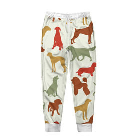 Мужские брюки 3D с принтом Силуэты собак в Кировске, 100% полиэстер | манжеты по низу, эластичный пояс регулируется шнурком, по бокам два кармана без застежек, внутренняя часть кармана из мелкой сетки | год собаки | новый год | пес | собака | щенок