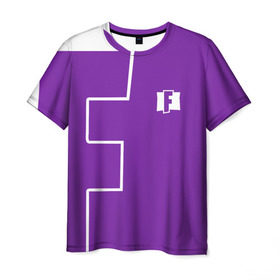 Мужская футболка 3D с принтом FORTNITE big logo в Кировске, 100% полиэфир | прямой крой, круглый вырез горловины, длина до линии бедер | battle | battle royal | fortnite | royal | боевик | игры | логотип | фиолетовый