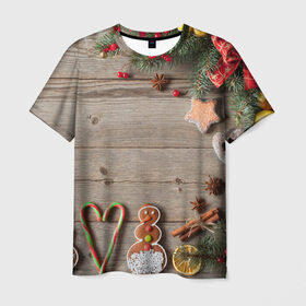 Мужская футболка 3D с принтом Запах нового года в Кировске, 100% полиэфир | прямой крой, круглый вырез горловины, длина до линии бедер | Тематика изображения на принте: 