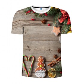 Мужская футболка 3D спортивная с принтом Запах нового года в Кировске, 100% полиэстер с улучшенными характеристиками | приталенный силуэт, круглая горловина, широкие плечи, сужается к линии бедра | Тематика изображения на принте: 