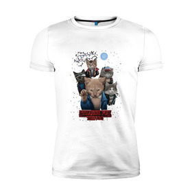 Мужская футболка премиум с принтом Stranger Things в Кировске, 92% хлопок, 8% лайкра | приталенный силуэт, круглый вырез ворота, длина до линии бедра, короткий рукав | кот | коты | очень странные дела