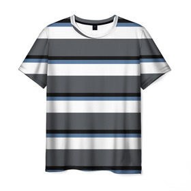 Мужская футболка 3D с принтом Моряк в Кировске, 100% полиэфир | прямой крой, круглый вырез горловины, длина до линии бедер | белый | для | море | морская | морской | моряк | моряка | мужчины | настроение | подарок | полосы | серый | синий | спокойствие | тельняшка | тема | черный