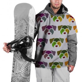 Накидка на куртку 3D с принтом Цветные песики в Кировске, 100% полиэстер |  | Тематика изображения на принте: голова | лицо | пес | собака | щенок | яркие