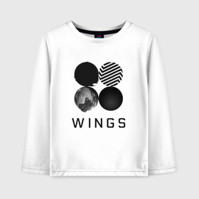 Детский лонгслив хлопок с принтом BTS wings в Кировске, 100% хлопок | круглый вырез горловины, полуприлегающий силуэт, длина до линии бедер | Тематика изображения на принте: bangtan boys | bts | bts army | бантаны бтс