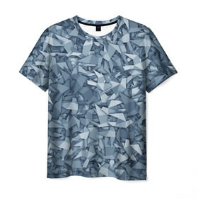 Мужская футболка 3D с принтом Бумажные голуби в Кировске, 100% полиэфир | прямой крой, круглый вырез горловины, длина до линии бедер | Тематика изображения на принте: бумага | геометрия | голубь | камуфляж | милитари | оригами | паттерн | поделка | птицы | серый | синий