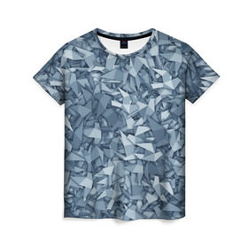 Женская футболка 3D с принтом Бумажные голуби в Кировске, 100% полиэфир ( синтетическое хлопкоподобное полотно) | прямой крой, круглый вырез горловины, длина до линии бедер | бумага | геометрия | голубь | камуфляж | милитари | оригами | паттерн | поделка | птицы | серый | синий