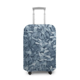 Чехол для чемодана 3D с принтом Бумажные голуби в Кировске, 86% полиэфир, 14% спандекс | двустороннее нанесение принта, прорези для ручек и колес | бумага | геометрия | голубь | камуфляж | милитари | оригами | паттерн | поделка | птицы | серый | синий