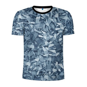 Мужская футболка 3D спортивная с принтом Бумажные голуби в Кировске, 100% полиэстер с улучшенными характеристиками | приталенный силуэт, круглая горловина, широкие плечи, сужается к линии бедра | бумага | геометрия | голубь | камуфляж | милитари | оригами | паттерн | поделка | птицы | серый | синий
