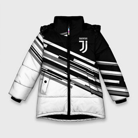 Зимняя куртка для девочек 3D с принтом JUVENTUS STRIPES STYLE в Кировске, ткань верха — 100% полиэстер; подклад — 100% полиэстер, утеплитель — 100% полиэстер. | длина ниже бедра, удлиненная спинка, воротник стойка и отстегивающийся капюшон. Есть боковые карманы с листочкой на кнопках, утяжки по низу изделия и внутренний карман на молнии. 

Предусмотрены светоотражающий принт на спинке, радужный светоотражающий элемент на пуллере молнии и на резинке для утяжки. | fly emirates | juventus | ronaldo | клуб | линии | мода | модные | мяч | реал мадрид | спорт | спортивные | стиль | футбол | футбольный клуб | экстрим | эмблема | ювентус