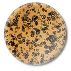 Значок с принтом Шестеренки в Кировске,  металл | круглая форма, металлическая застежка в виде булавки | Тематика изображения на принте: 
