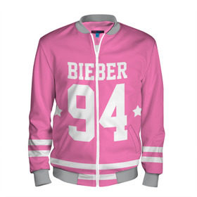 Мужской бомбер 3D с принтом Bieber Team Pink в Кировске, 100% полиэстер | застегивается на молнию, по бокам два кармана без застежек, по низу бомбера и на воротнике - эластичная резинка | bieber | justin bieber | бибер | джастин бибер