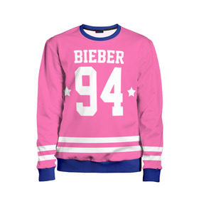 Детский свитшот 3D с принтом Bieber Team Pink в Кировске, 100% полиэстер | свободная посадка, прямой крой, мягкая тканевая резинка на рукавах и понизу свитшота | bieber | justin bieber | бибер | джастин бибер