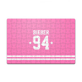 Пазл магнитный 126 элементов с принтом Bieber Team Pink в Кировске, полимерный материал с магнитным слоем | 126 деталей, размер изделия —  180*270 мм | bieber | justin bieber | бибер | джастин бибер