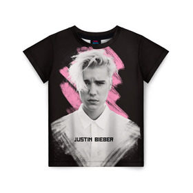 Детская футболка 3D с принтом Justin Bieber / Pink splash в Кировске, 100% гипоаллергенный полиэфир | прямой крой, круглый вырез горловины, длина до линии бедер, чуть спущенное плечо, ткань немного тянется | Тематика изображения на принте: bieber | justin bieber | бибер | джастин бибер