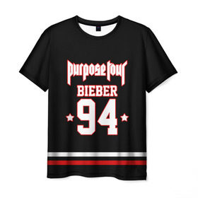 Мужская футболка 3D с принтом Bieber Team Black в Кировске, 100% полиэфир | прямой крой, круглый вырез горловины, длина до линии бедер | bieber | justin bieber | бибер | джастин бибер