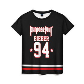 Женская футболка 3D с принтом Bieber Team Black в Кировске, 100% полиэфир ( синтетическое хлопкоподобное полотно) | прямой крой, круглый вырез горловины, длина до линии бедер | bieber | justin bieber | бибер | джастин бибер