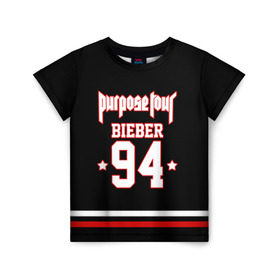 Детская футболка 3D с принтом Bieber Team Black в Кировске, 100% гипоаллергенный полиэфир | прямой крой, круглый вырез горловины, длина до линии бедер, чуть спущенное плечо, ткань немного тянется | bieber | justin bieber | бибер | джастин бибер