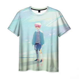 Мужская футболка 3D с принтом BTS_Jimin_4 в Кировске, 100% полиэфир | прямой крой, круглый вырез горловины, длина до линии бедер | bangtan boys | bts | бантаны бтс